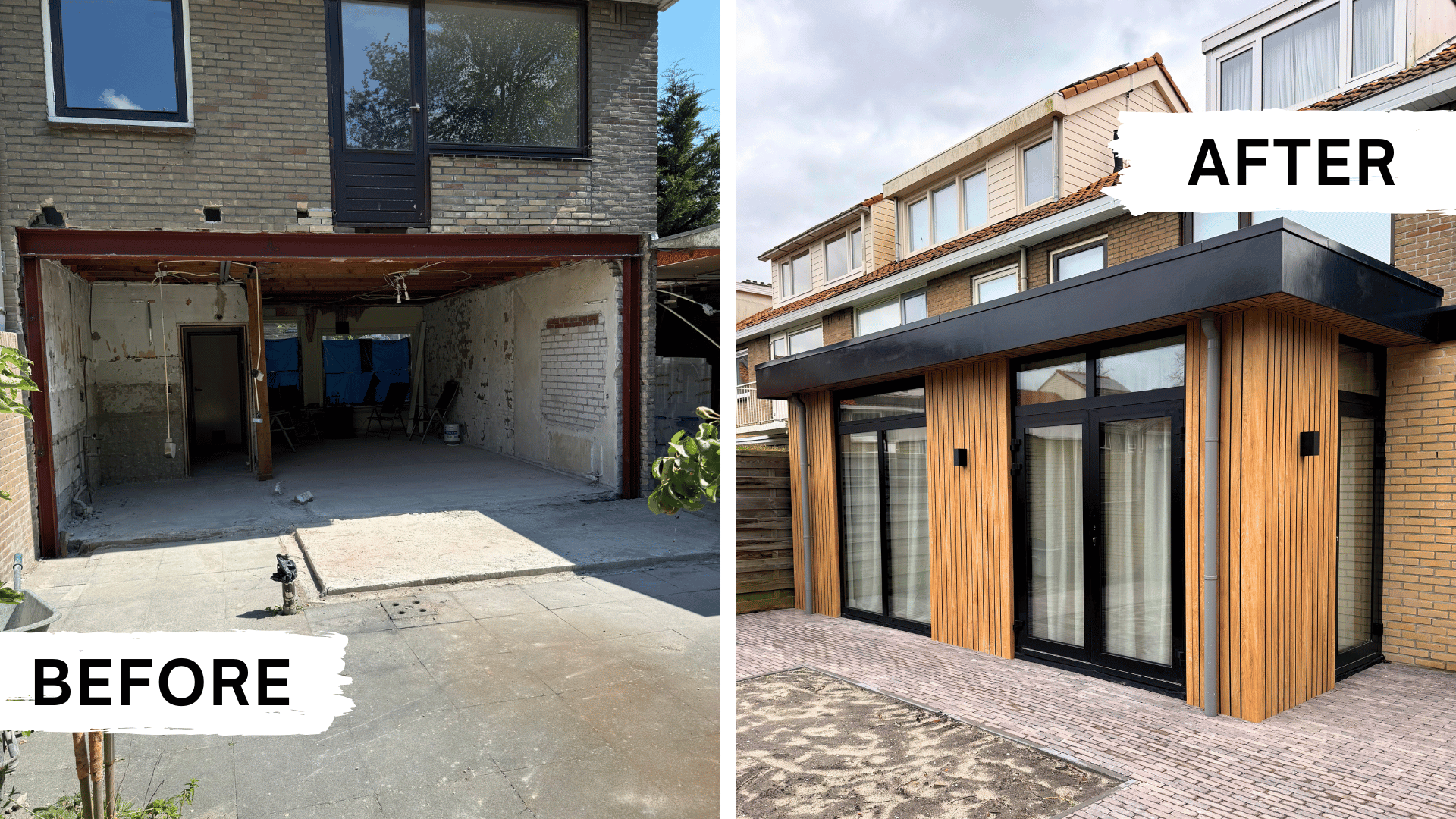 Aanbouw before and after